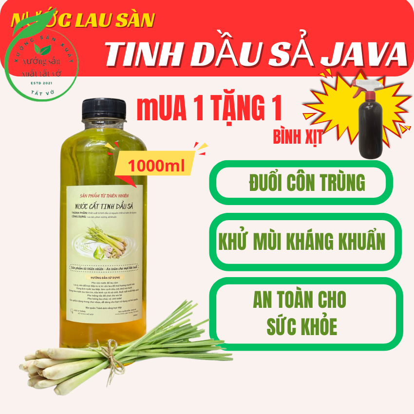 [FreeShip kèm quà tặng] Hỗn Hợp Nước Cất Tinh Dầu Sả -  Nước Lau Sàn, Phun Sương, Diệt Côn Trùng Cho Không Gian  Sạch Bong, Thơm Mát, An Toàn Cho Làn Da.