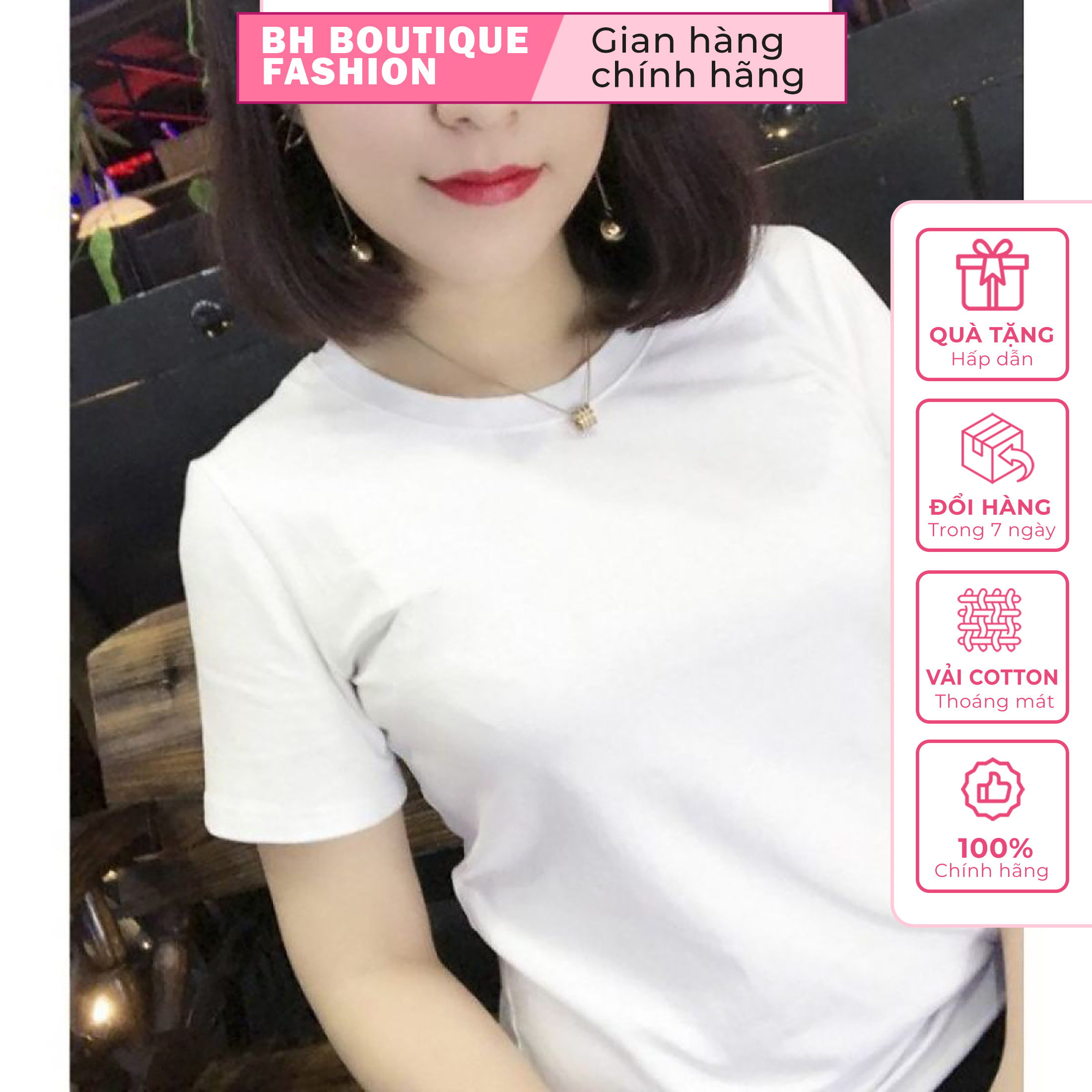 Áo thun nữ trơn chất cotton 100%, áo phông phom rộng nữ