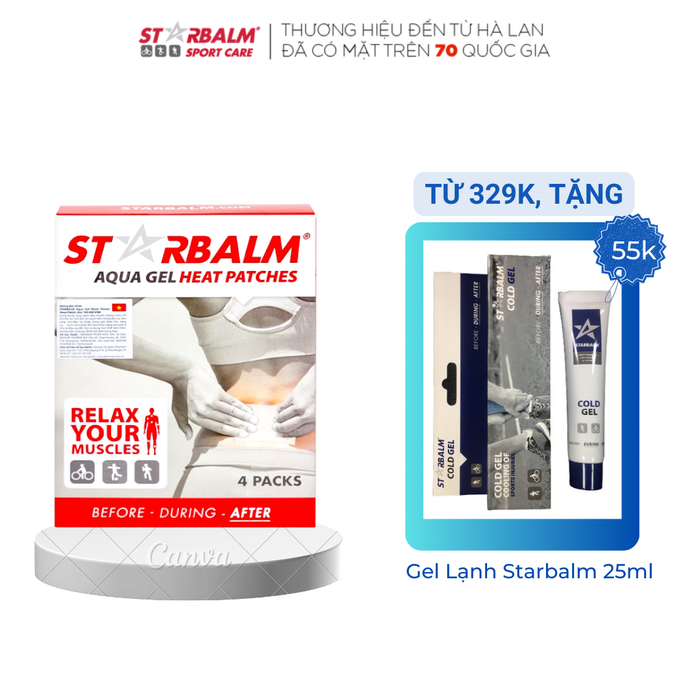 Miếng dán ấm cơ giúp giảm nhức mỏi starbalm, giảm đau lưng, thư giãn cơ, lưu thông máu, hết nhức mỏi do lao động, vận động