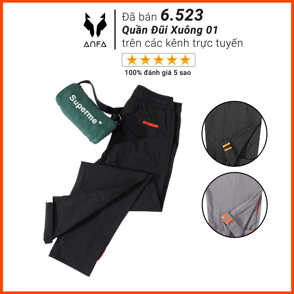Quần dài baggy đũi ANFA nam Hàn Quốc dáng siêu đẹp ống suông lưng thun cao cấp size 40-80kg màu đen, xám, ghi tối BD01