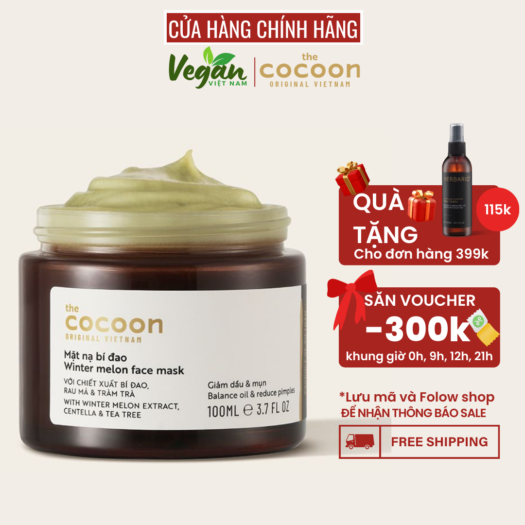 Mặt nạ cao bí đao hỗ trợ trị mụn bọc mụn ẩn dưới da làm sáng da cocoon viet nam 100ml - Vegan Việt Nam