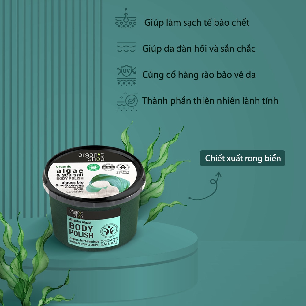 Tẩy Tế Bào Chết Body Organic Shop Tảo Đại Tây Dương 250ml 