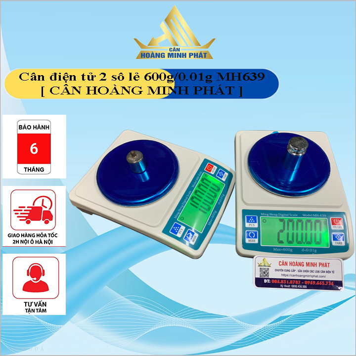 Cân Điện Tử 2 Số Lẻ 600g/0.01g MH-639 (cân phân tích). Bảo Hành 6 tháng [ CÂN HOÀNG MINH PHÁT ]