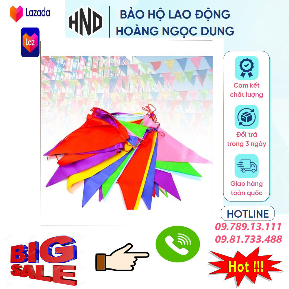 Combo 50m cờ dây tam giác trang trí , cờ dây cảnh báo , cờ dây nhiều mầu tam giác trang trí đường lễ hội