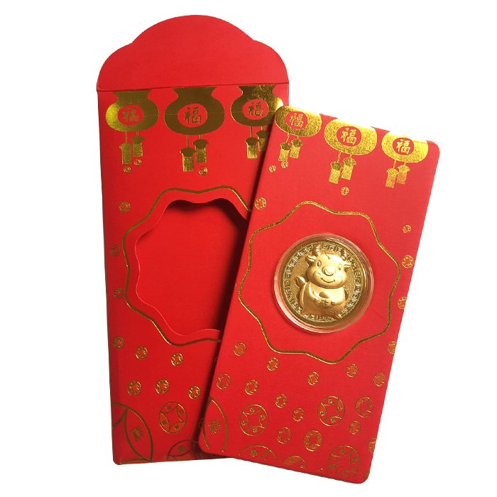 Bao Lì Xì Con Bao lì xì đồng xu con Trâu cute mạ vàng-Trâu màu Vàng 2021 mang đến sự sung túc và may mắn cho gia đình