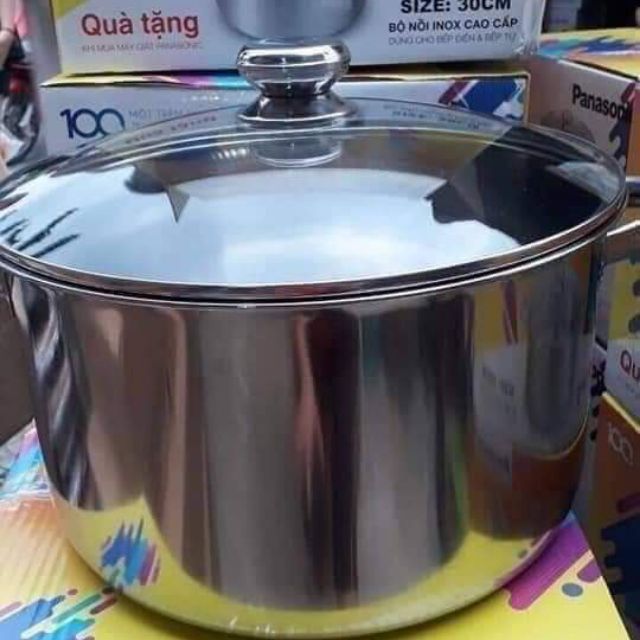 [HCM][DÙNG MỌI LOẠI BẾP] Nồi nấu bếp nắp kính 30 CM chuyên luộc gà/nấu nước/luộc thịt rau củ. Nồi luộc gà/mua nồi dùng được bếp từ