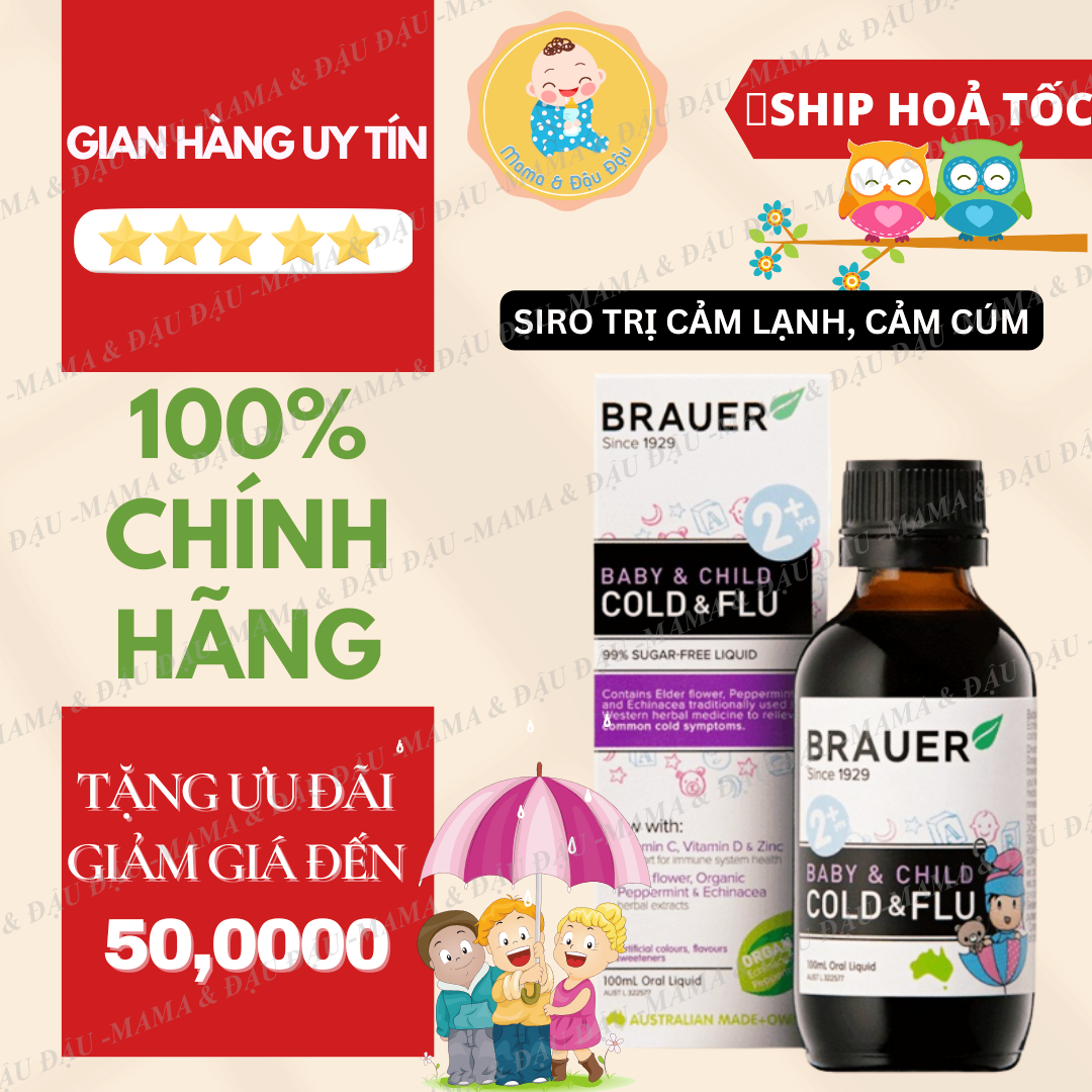 Siro brauer cold & flu t.r.ị c.ả.m-l.ạ.n.h, c.ả.m-c.ú.m, t.r.ị h.o cho trẻ từ 2 tuổi