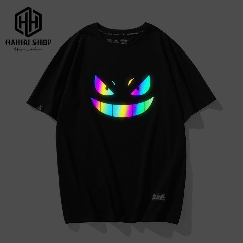 [HCM]Áo Thun Phản Quang Gengar Cotton 75% Form rộng Unisex nam nữ Đẹp Ken T-Shirt.