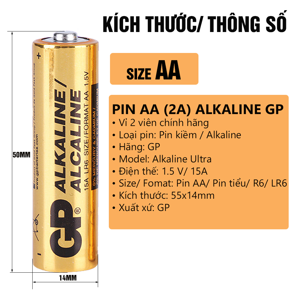 Pin kiềm GP Alkaline AA LR6, AAA, 3A, 9V, 1.5V 15A Ultra, Pin đũa, Pin tiểu  Minh House | Lazada.vn