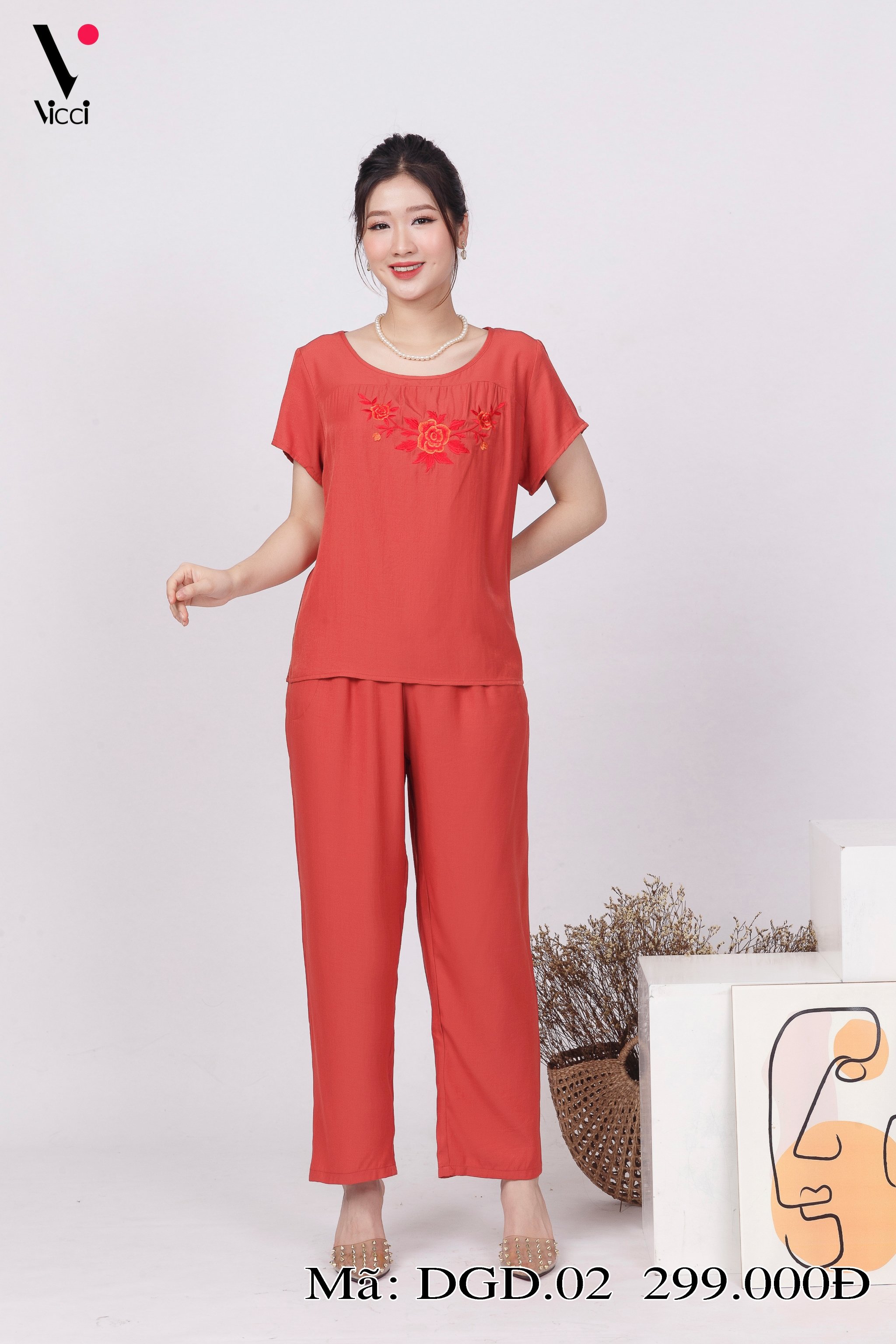 Đồ bộ bigsize - Đồ bộ trung niên - Bộ đồ trung niên mặc nhà bigsize Vicci DGD.02 thiết kế áo cộc quần dài chất liệu đũi cao cấp (dành cho người béo)