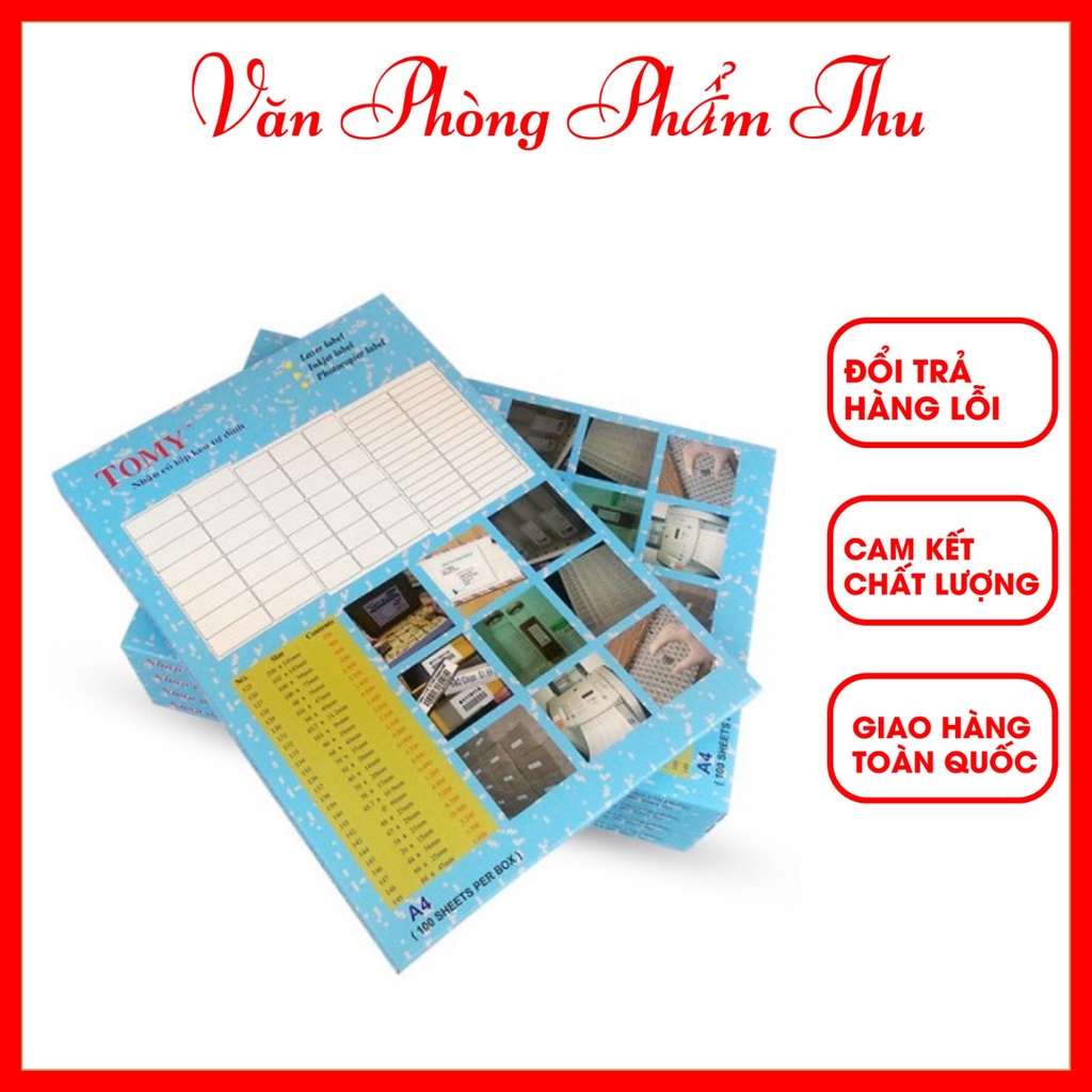 Giấy decal tomy a4 in mã vạch hộp 100 tờ nhãn có lớp keo tự dính giúp in tem mã vạch tem dán thùng, tem vận chuyển