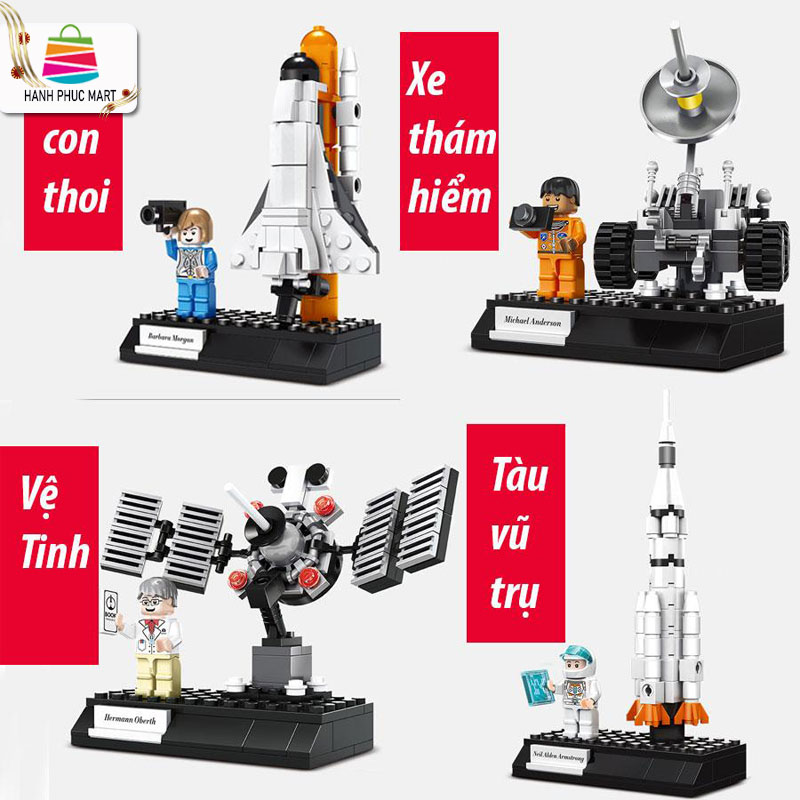 Trò chơi trí tuệ Đồ chơi lắp ghép Khoa Học Vũ Trụ Tàu vũ trụ tàu con thoi vệ tinh xe thám hiểm Bằng nhựa ABS an toàn đồ chơi thông minh