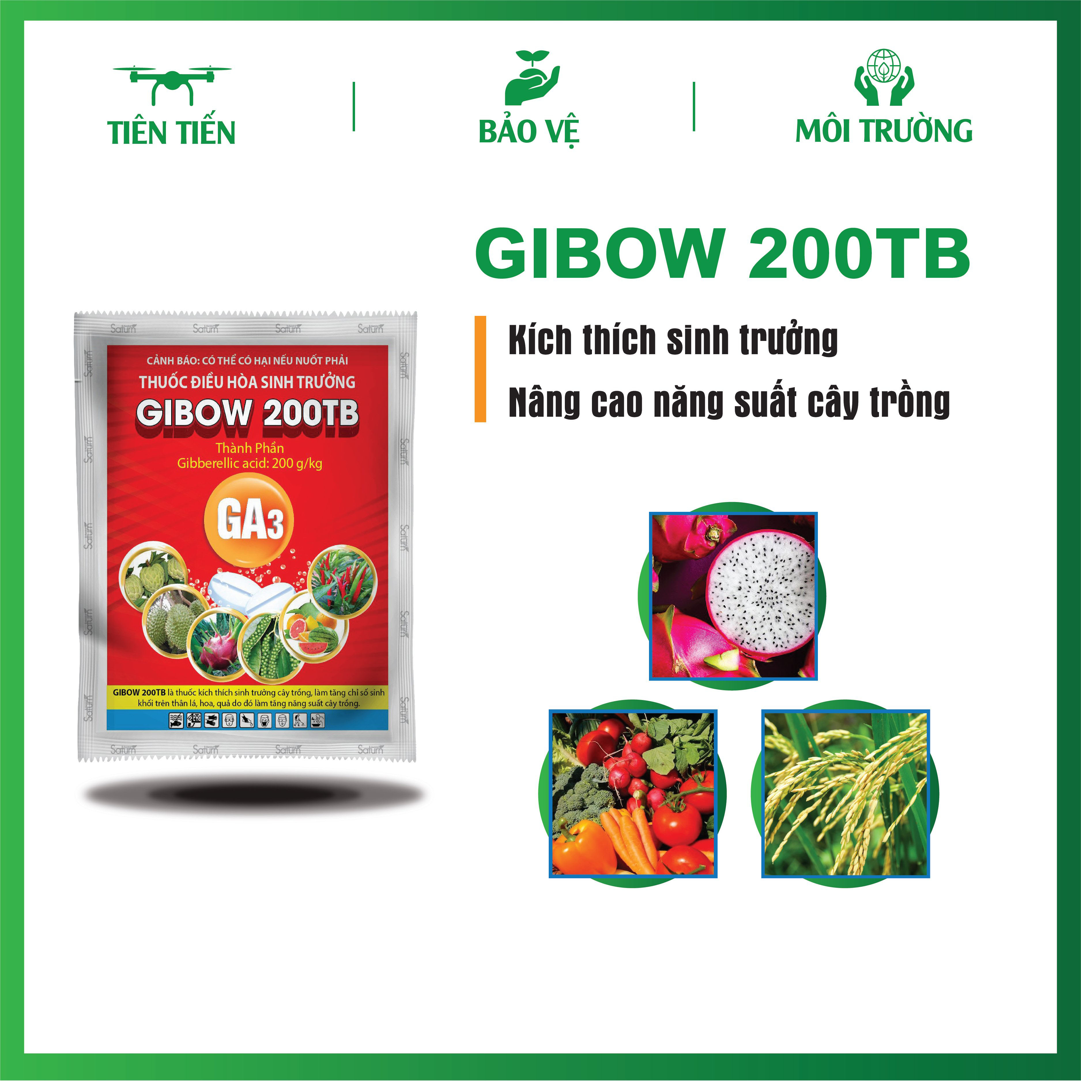 Chế phẩm GA3 Gibow 200TB viên nén 5gr - Kích thích sinh trưởng cây trồng, bật chồi, ra rễ, tăng năng suất