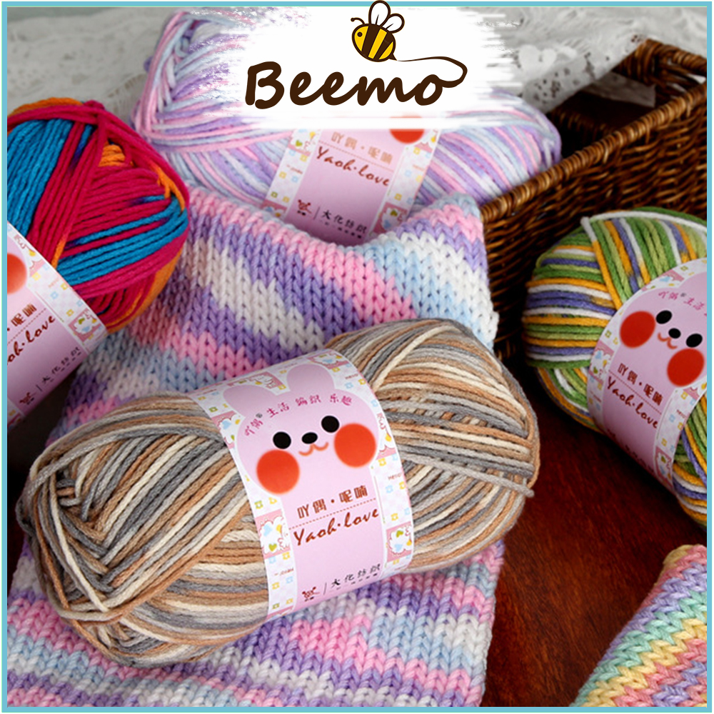 Len yaoh wool màu loang, yaoh love đan khăn choàng cổ
