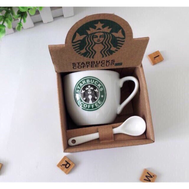 Ly sứ Starbuck Coffe tặng kèm muỗng sứ