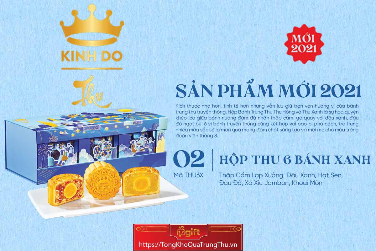 Bánh trung thu kinh đô hộp thu 6 bánh xanh -