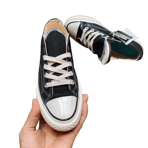 [Hoàn Tiền 15%]giày CV VT04 11 đen thấp mũi bóng.Tặng tất,hộp,dây