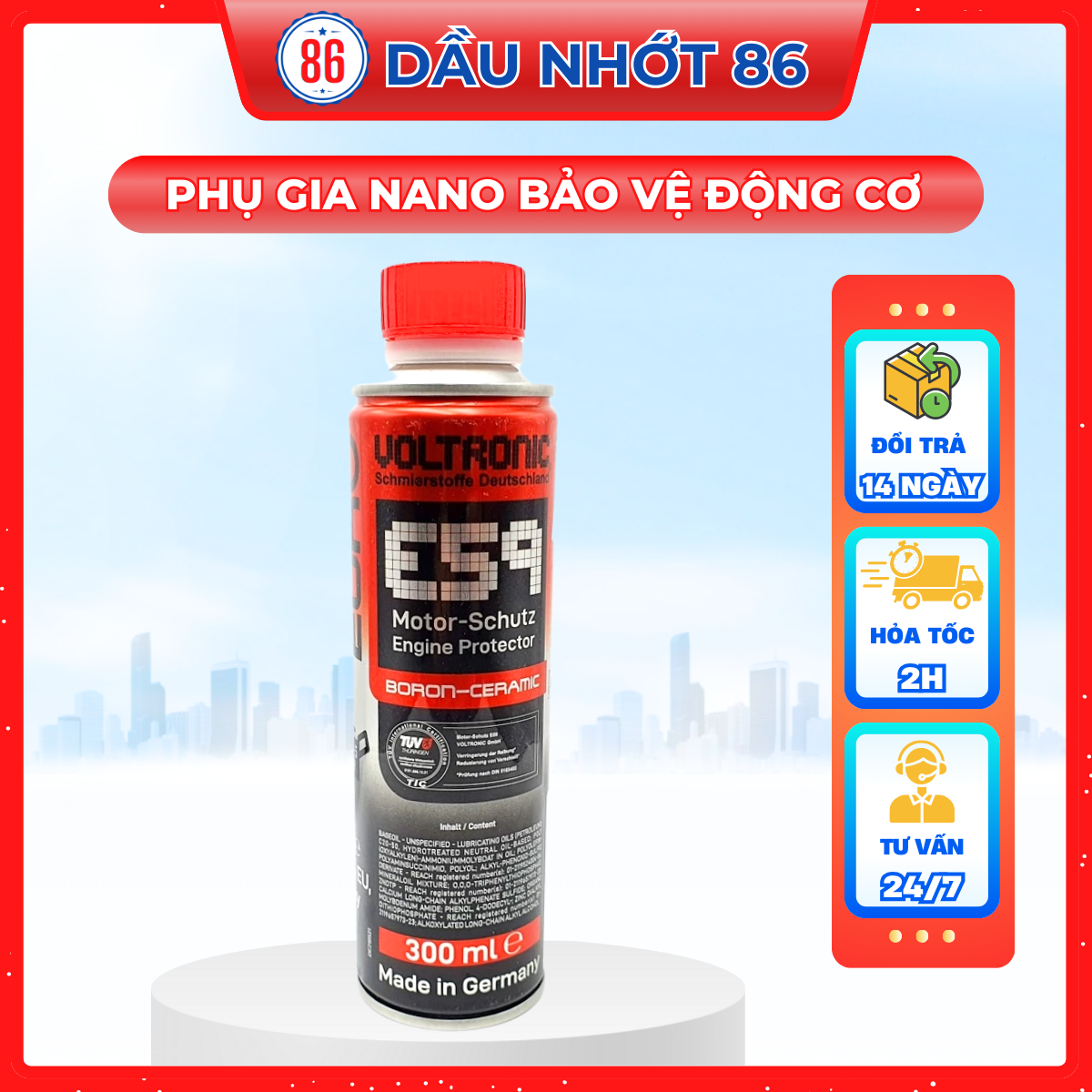 Voltronic E59 300ML phụ gia phủ sứ bảo vệ động cơ - Sản xuất tại Đức