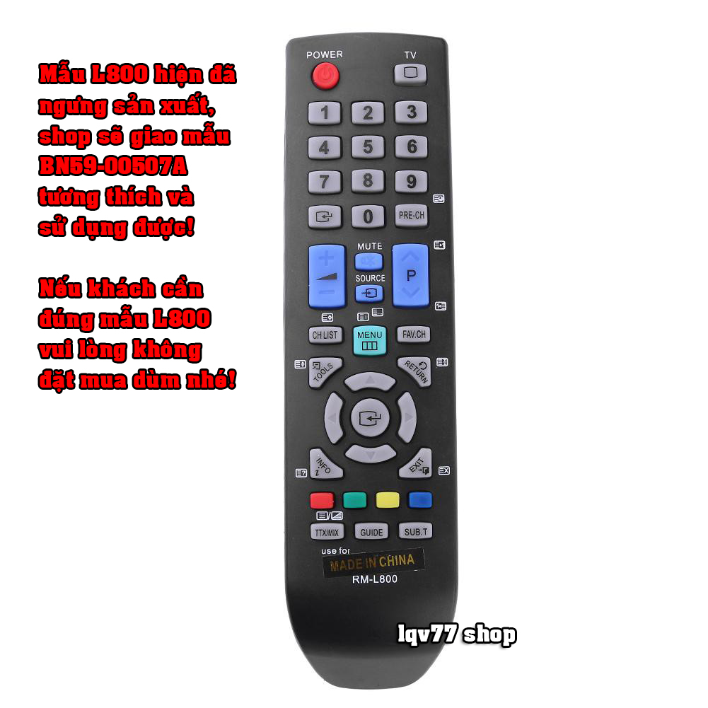 Samsung L800 - Remote điều khiển Tivi Samsung RM-L800 (Thay bằng Samsung 507)