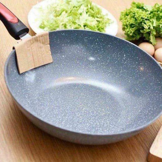 Chảo vân đá ceramic 32cm sâu lòng, dùng được cho mọi loại bếp