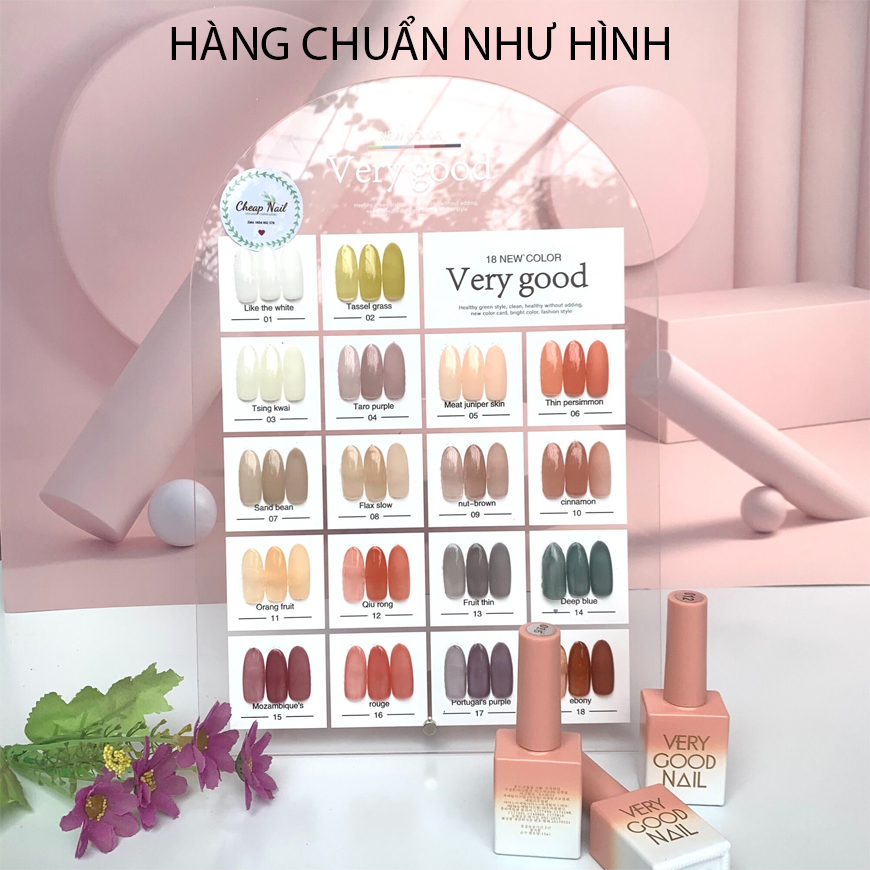 Set sơn gel thạch Very good nail 18 chai - Bộ sơn gel thạch trong suốt 18 màu xinh phong cách Hàn Quốc Có Tặng Bảng Màu Mica