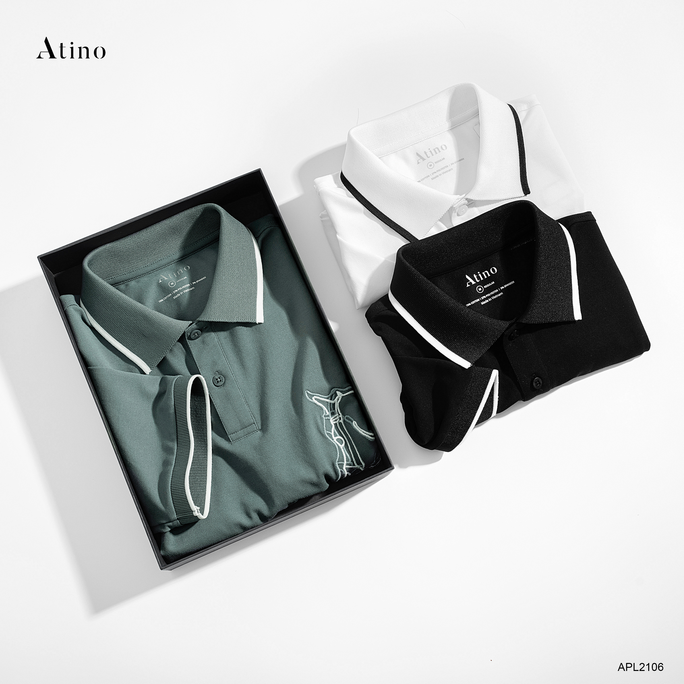 Áo Polo Nam HORSE ATINO vải cá sấu Cotton cao cấp hình thêu sang trọng tinh tế chuẩn form - Áo thun nam có cổ APL2106