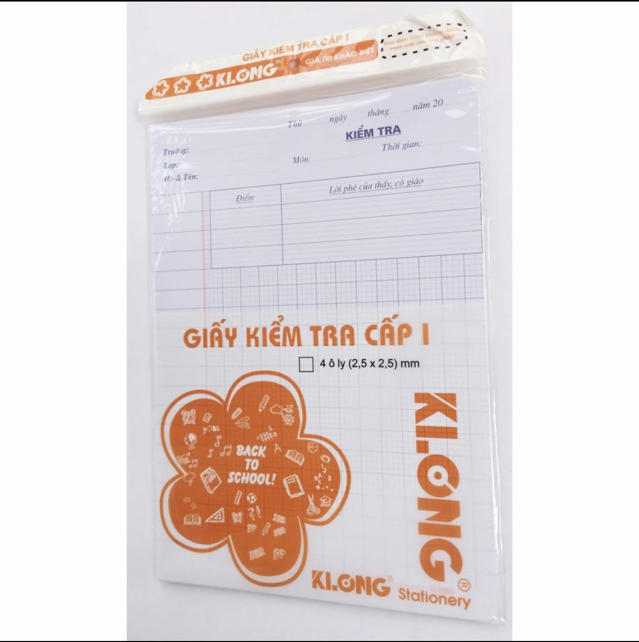 Giấy Kiểm Tra Cấp I KLong 4 Ôly (2,5 x 2,5)mm (15 tờ)