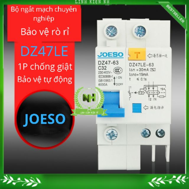 Aptomat chống giật 1pha dz47-63