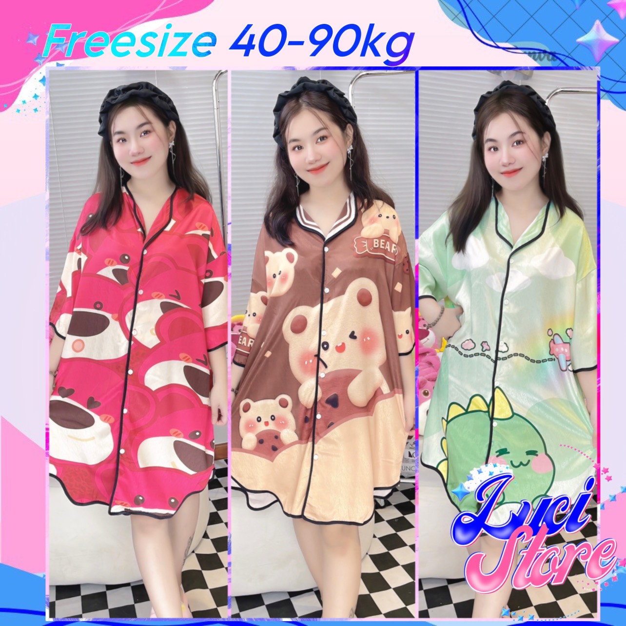 Đầm váy lụa satin và lụa xước mặc nhà mặc ngủ siêu mát siêu thoải mái