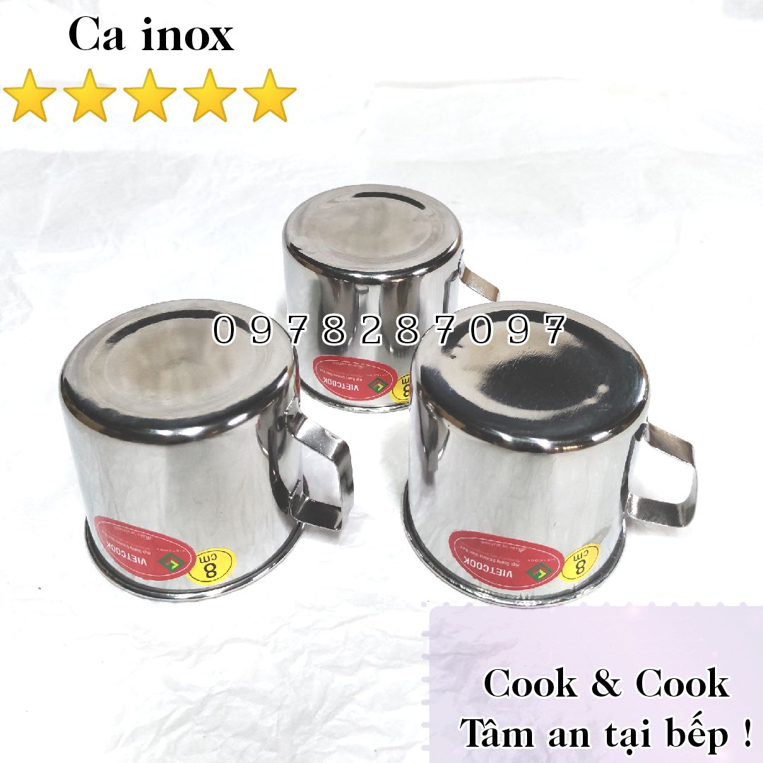 Ca inox Vietcook & cook cao cấp 6 cm, 7 cm, 8 cm Ca inox học sinh, trường học tin dùng...