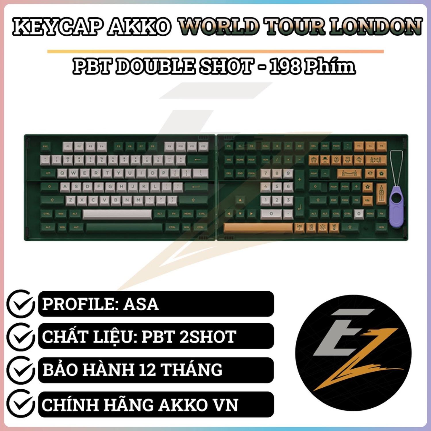 Keycap cho bàn phím cơ akko set – world tour london | ezpc