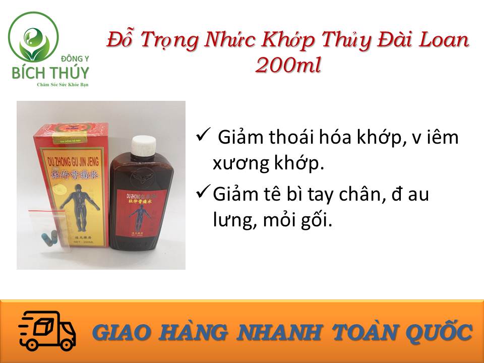 Đỗ Trọng Nhức Khớp Thủy Đài Loan 200ml - Du Zhong Gu Jin Jeng(kèm 2 viên xám xanh chính hãng)-Giúp giảm bớt những cơn đau