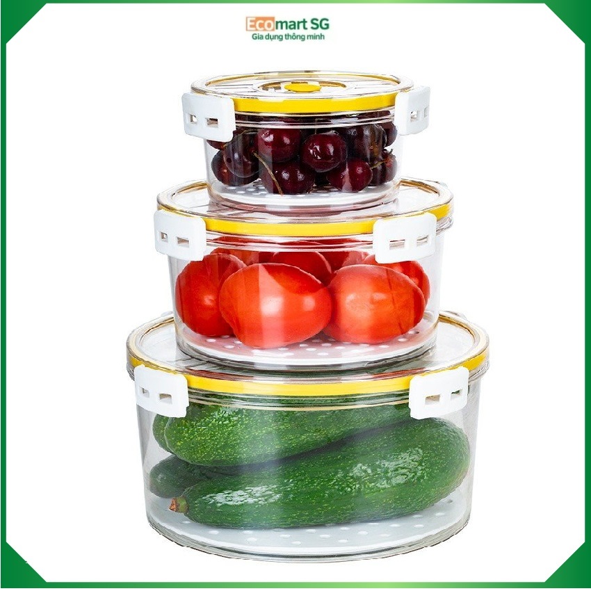 Bộ 3 hộp đựng thực phẩm tròn 6558, hộp đựng thực phẩm, hộp nhựa đựng thực phẩm cao cấp, hộp tủ lạnh ecomart sài gòn