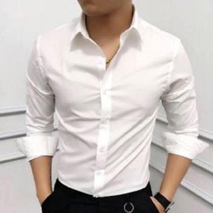 Áo sơ mi nam trắng form body hàn quốc Sơ mi nam vải lụa thái chống nhăn dáng đẹp