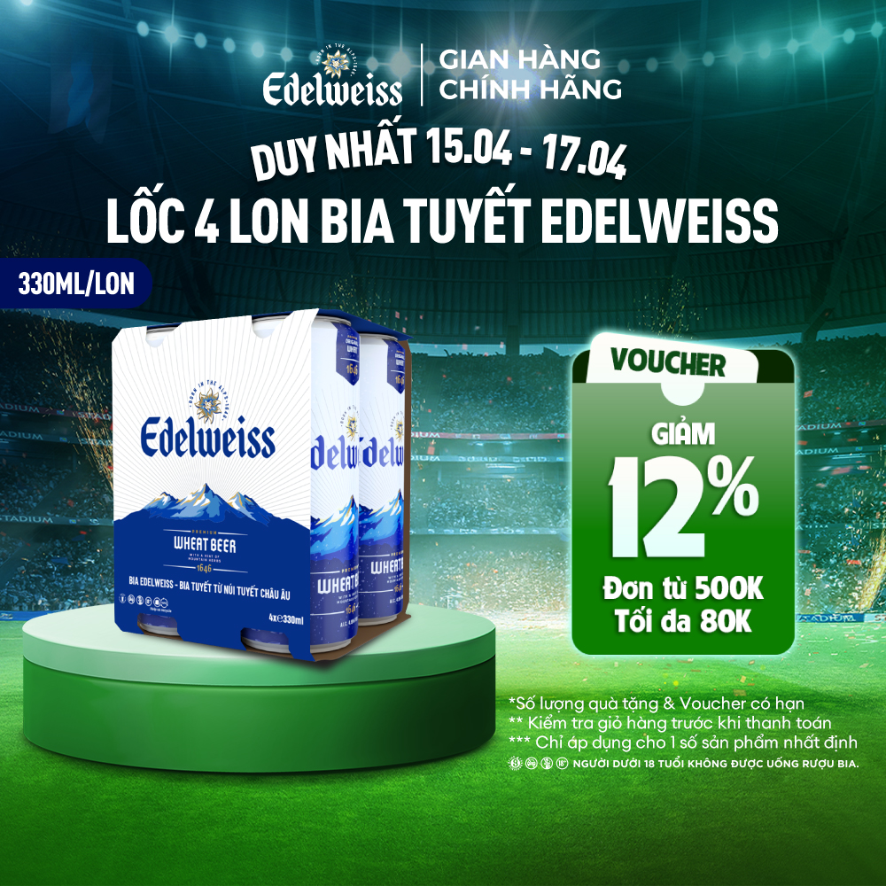 Lốc 4 lon Bia Tuyết - Edelweiss 330ml/lon