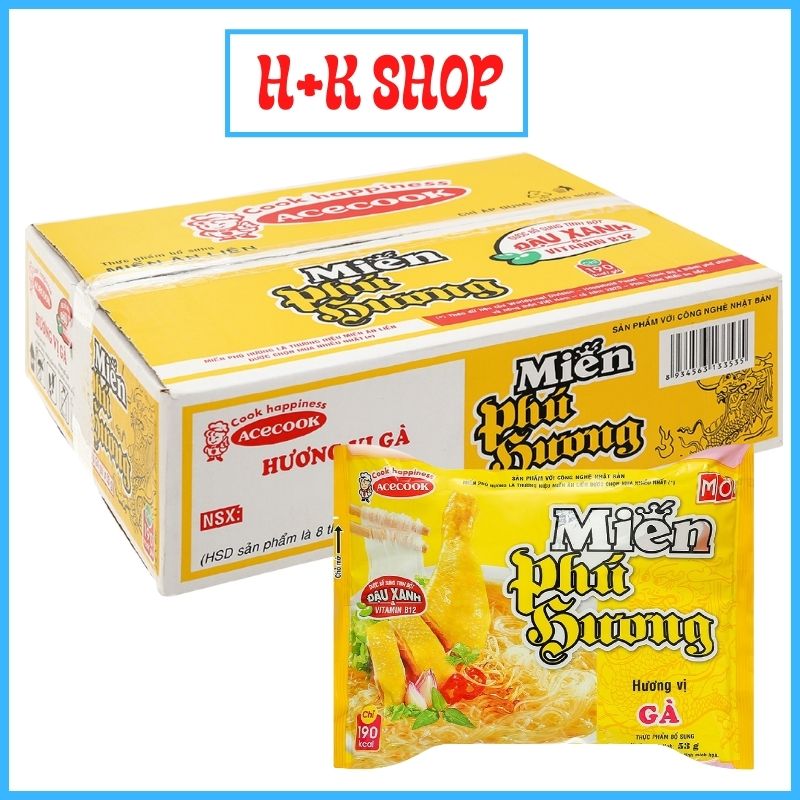 Combo miến phú hương 10 gói với 5 vị sườn heo, thịt bằm, lẩu thái, thịt gà, heo nấu măng mph01