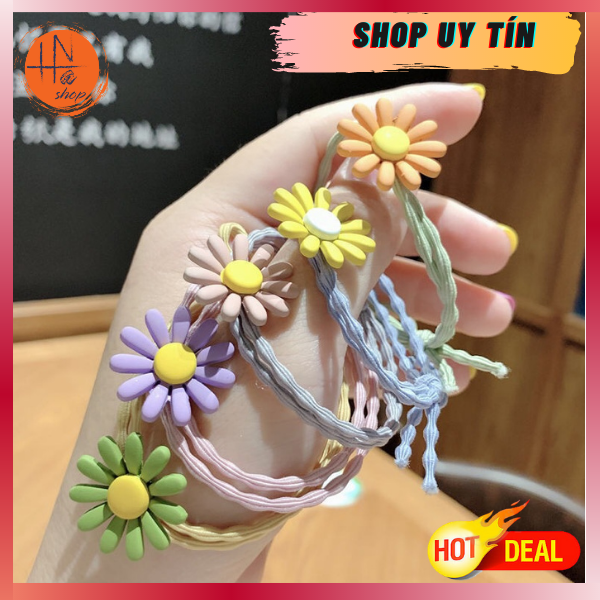 [Siêu rẻ] 5 sợi thun cột tóc hoa cúc siêu dễ thương giá rẻ, đồ buộc tóc thời trang cho nữ