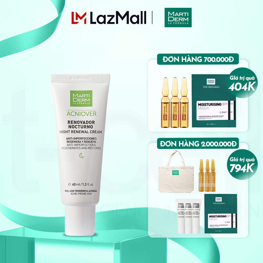 Kem Dưỡng Tái Tạo Ban Đêm Cho Da Dầu Mụn - MartiDerm Acniover Night Renewal Cream