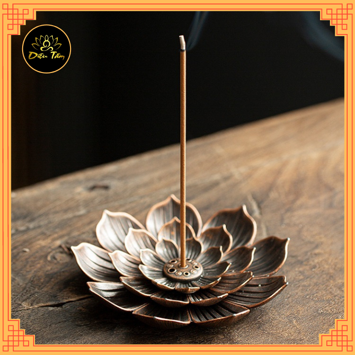 Đế cắm nhang không tăm Lư hương đốt trầm hình hoa sen, cắm hương đồ thờ cúng