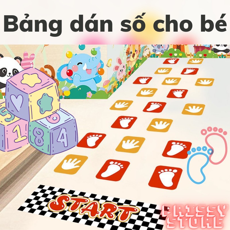 Trò chơi nhảy ô lò cò dán sàn cho bé vận động Prissy Store