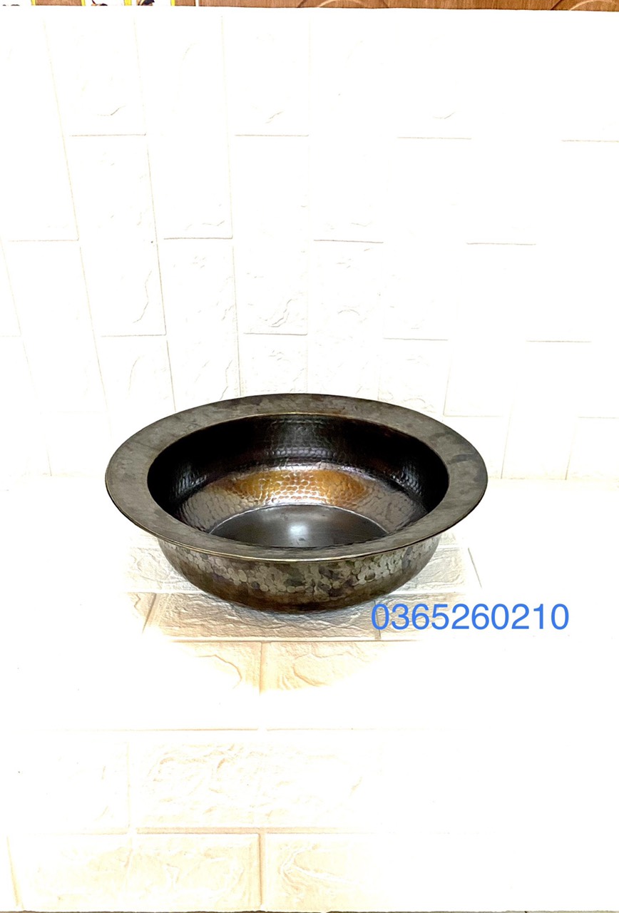 CHẬU ĐỒNG XANH ĐEN CAO CẤP LIỆU BẰNG ĐỒNG KICH THƯƠC 36 CM CHẬU LÀM BẰNG TAY ĐỘ BỀN DÀY  DẶN