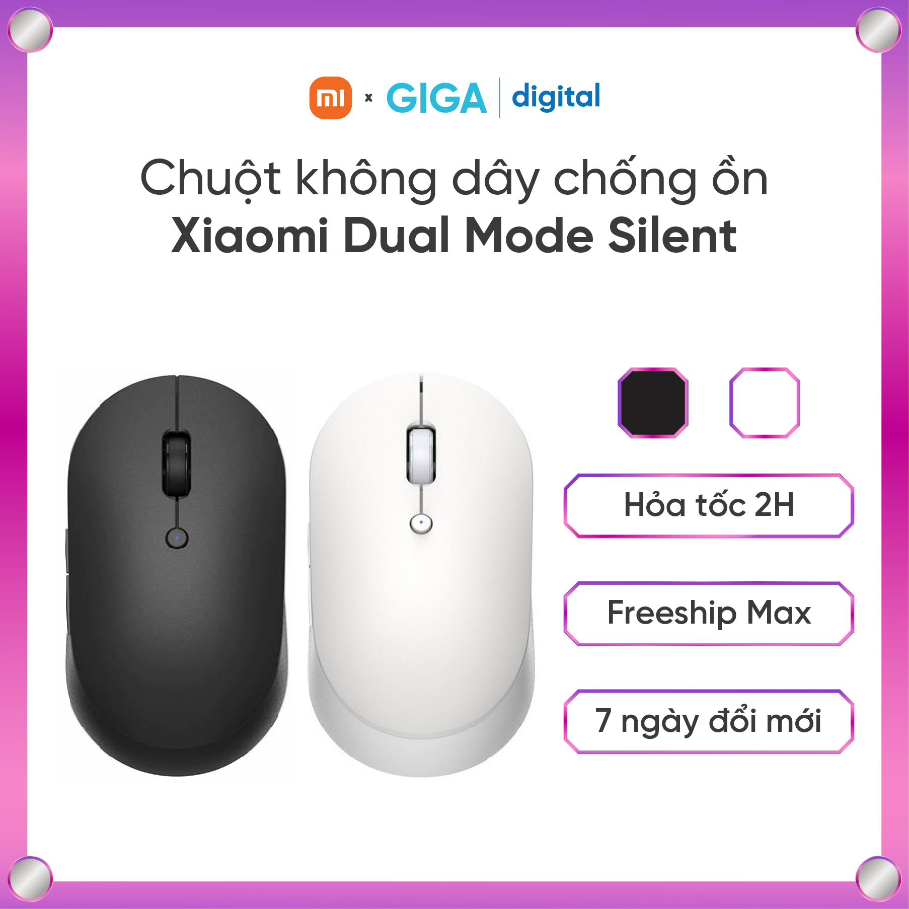 [ Hỏa tốc HN - HCM ] Chuột không dây Xiaomi Dual Mode Silent Edition WXSMSBMW03 - Màu Đen/Trắng, Pin Tiểu (AA) Tặng Kèm  - Kết Nối Bluetooth