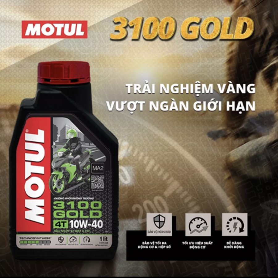Dầu nhớt xe máy motul - 3100 gold 4t 10w40 nhớt motul 3100 gold "chính hãng" bảo vệ liên tục 3 giai đoạn