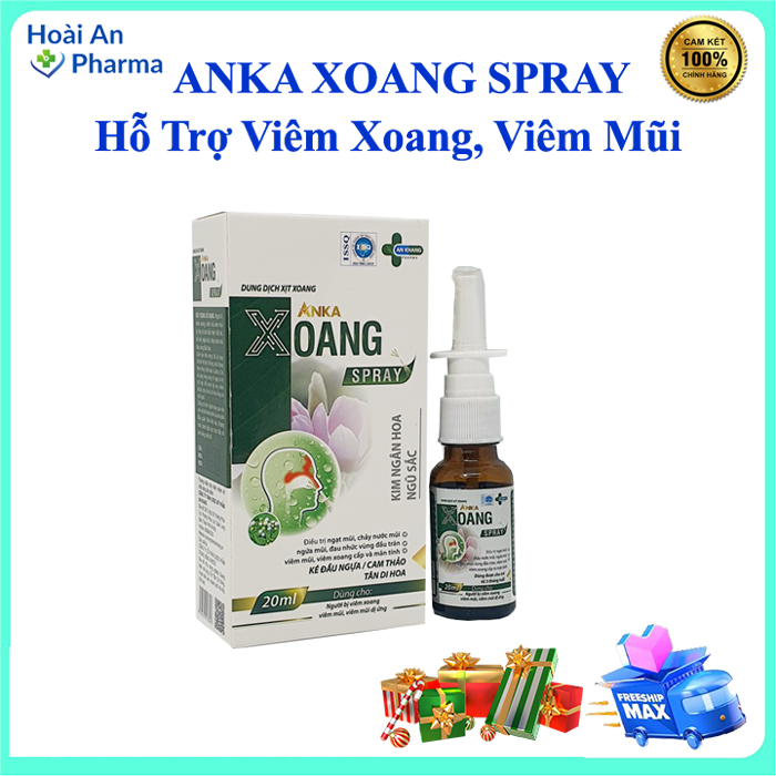 Xịt xoang mũi Anka Xoang Spray, hỗ trợ viêm xoang, viêm mũi, viêm mũi dị ứng