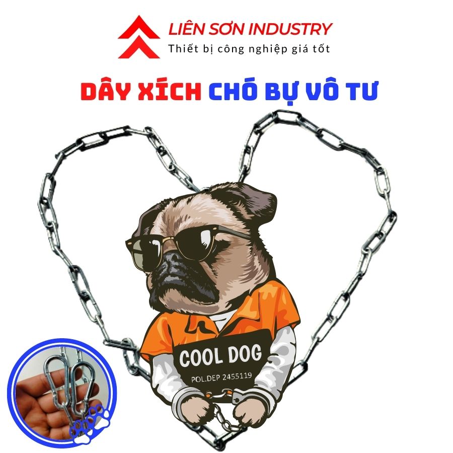 Dây xích chó bự vô tư sắt xi mạ kẽm, xích chó 3 ly loại tốt chiều dài 1 mét, 1.5 mét, 2 mét, 3 mét, 5 mét có kẽm 2 móc khóa an toàn chắc chắn - cơ khí liên sơn