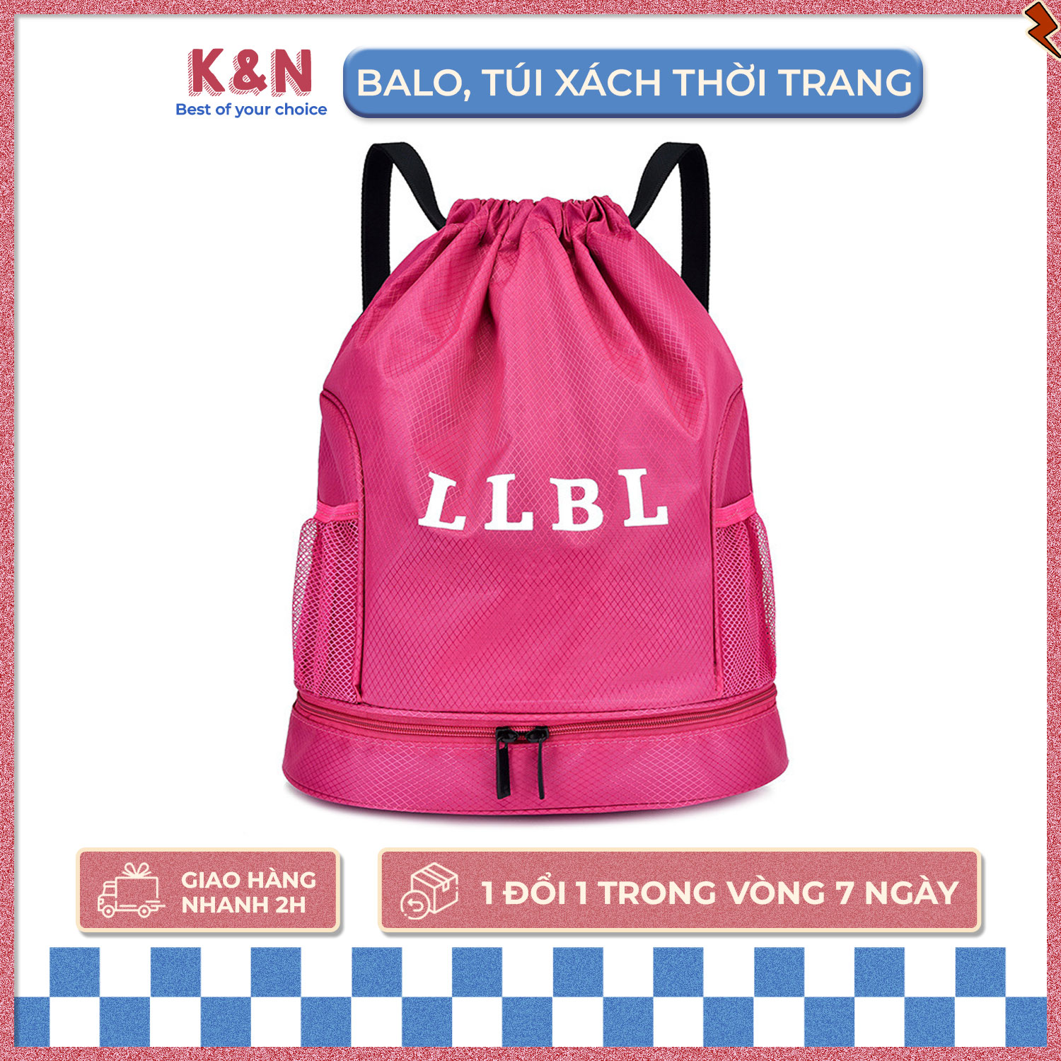 Balo dây rút đơn giản, túi dây rút đi biển, túi đựng đồ thể dục, thể thao, đi chơi nhẹ nhàng - otv191 - k&n store