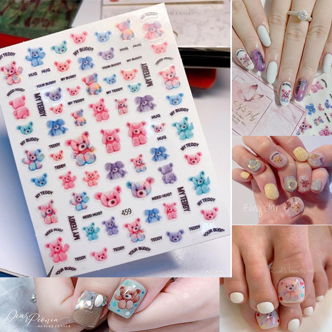 Sticker nail Gấu 1185 chăm sóc trang trí móng làm nail