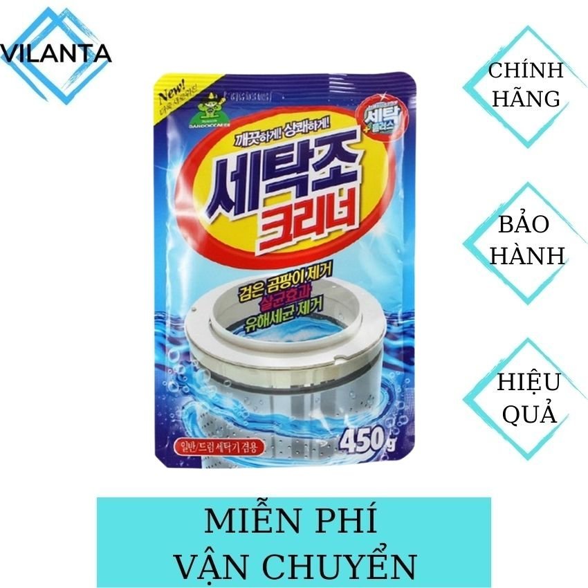 [FreeShip] Bột Vệ Sinh Lồng Máy Giặt Sandokkaebi 450g Hàn Quốc VILANTA giúp tẩy sạch các bụi bẩn, giúp quần áo được giặt sạch hơn, bảo vệ sức khỏe gia đình