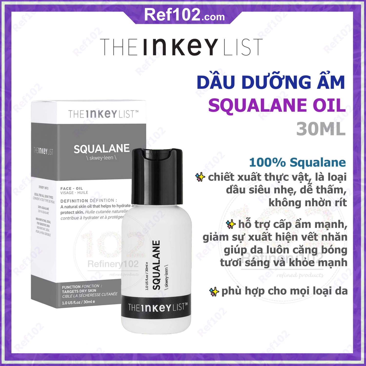 Dầu dưỡng da cấp nước chống lão hóa The INKEY List Squalane Oil Ref102