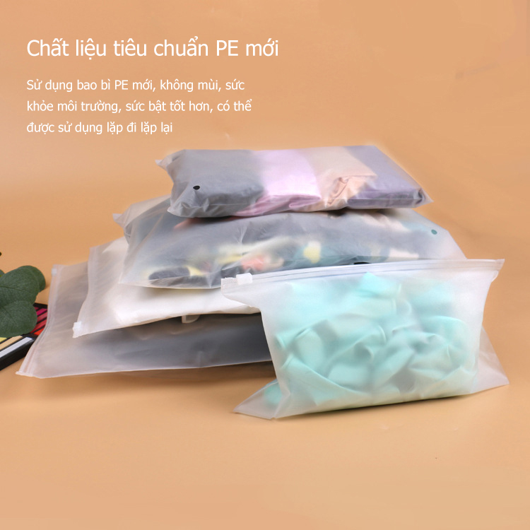 Chất liệu pe túi đựng quần áo đi du lịch - khóa zip, kích thước: 20 x 30 cm, 30 x 40 cm, 40 x 50 cm
